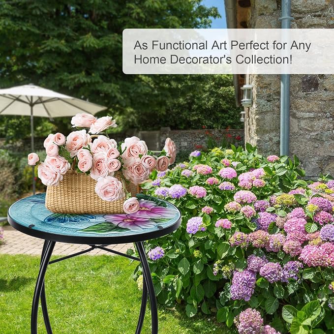 VCUTEKA Patio Side Table Outdoor Accent Table Small Mosaic Table Coffee Table - Image 8