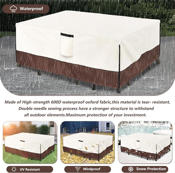 Patio Furniture Cover for 5 Pieces Set-Waterproof 600D Oxford Fabric Cover for - Image 5