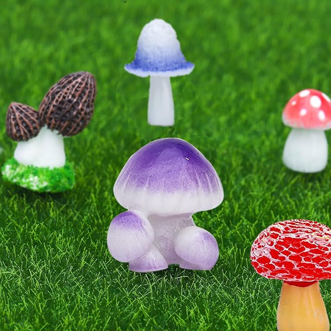 ONEST 33 Pieces Garden Miniature Accessories Mini Resin Mushroom Lawn Micro - Image 6
