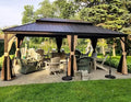 PURPLE LEAF 12' X 20' Outdoor Hardtop Permanent Galvanized Steel Gazebo Double by PURPLELEAF