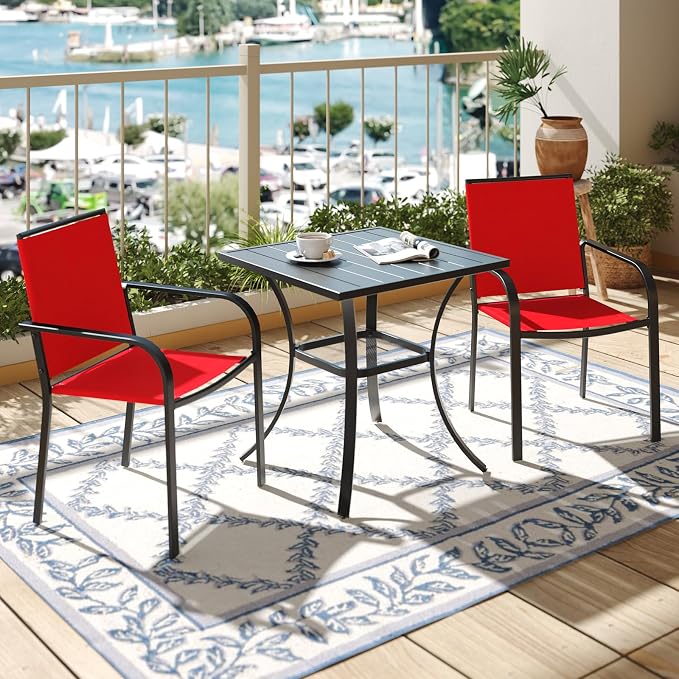 3-Piece Outdoor Dining Set, Small Metal Bistro Table - Image 2