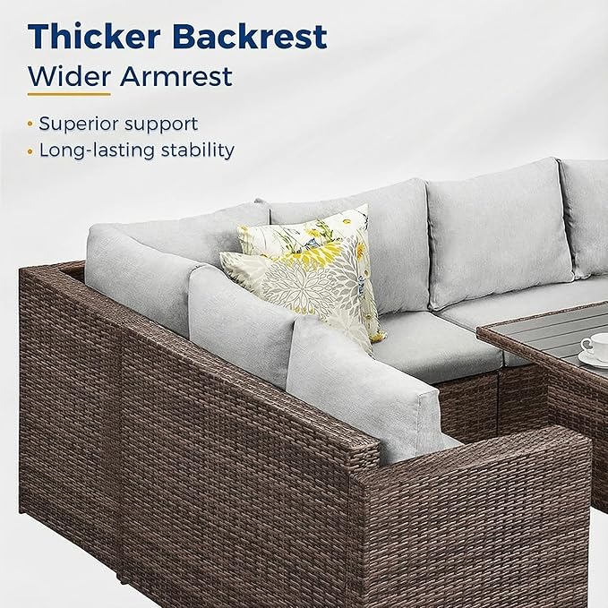 Wisteria Lane 7 Piece Patio Furniture Set, Wicker Patio Sectional - Image 4