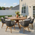 PURPLE LEAF 9 Pieces Patio Dining Set Wicker Outdoor Furniture Round Table and by PURPLELEAF