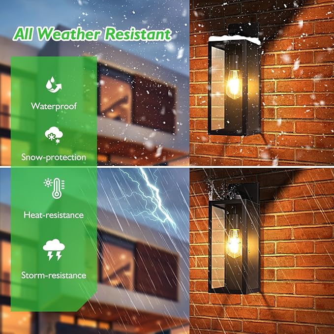 BesLowe 15.25” Large Size Outdoor Wall Light Fixture, Exterior Lighting Fixture - Image 2