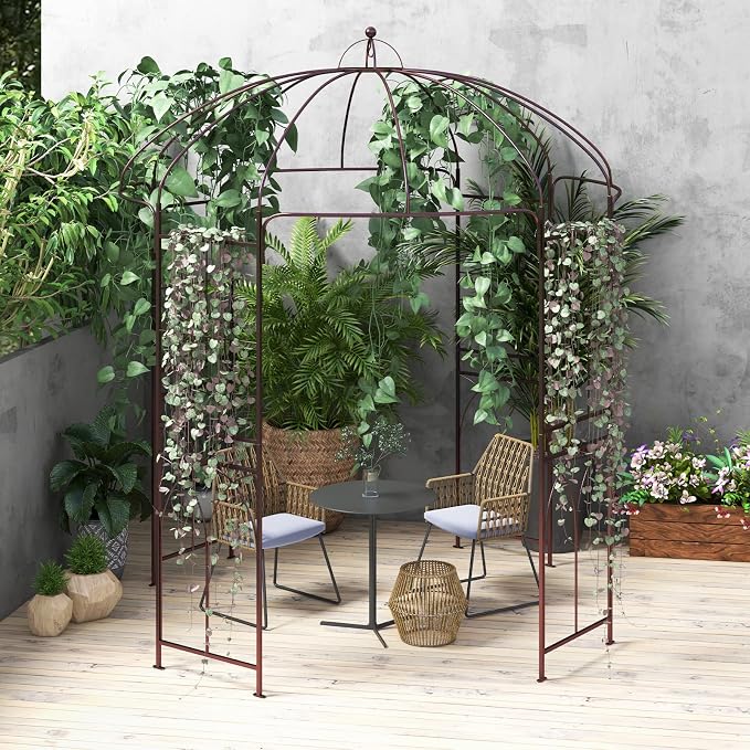 Giantex Birdcage Shape Garden Arbor, 8.4ft High x 7ft Wide, Metal Gazebo Arch - Image 2