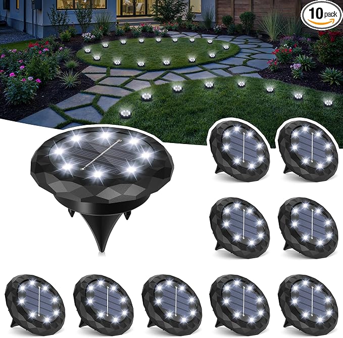 SOLPEX Mini Solar Ground Lights, 10 Pack Solar Lights Outdoor Waterproof by Solpex