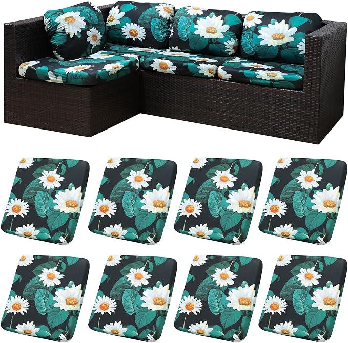 8Pcs Patio Cushion Covers, Outdoor Cushions Covers, Stretch Cushion Covers by Unknown
