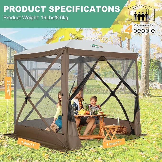 COBIZI 6x6 FT Pop up Gazebo Tent, Screen Tent - Image 8