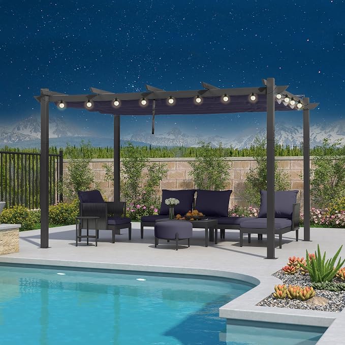 PURPLE LEAF 10' x 13' Outdoor Retractable Pergola by Unknown