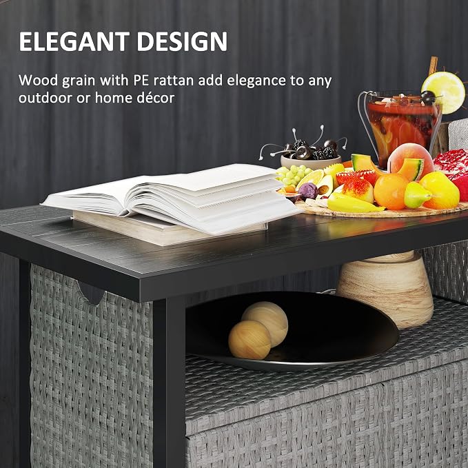 Outsunny Outdoor Pool Towel Storage Cabinet Organizer, Outdoor Bar Table - Image 6
