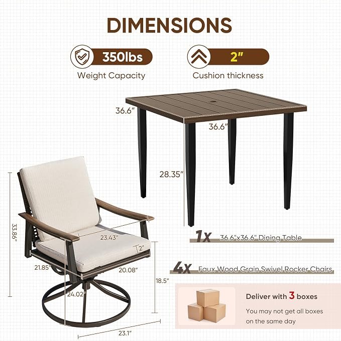NATURAL EXPRESSIONS Outdoor Dining Set, Patio Table and Chairs Set - Image 8
