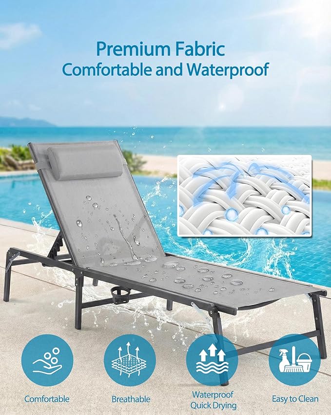 Foldable Chaise Lounge Chair - Image 5
