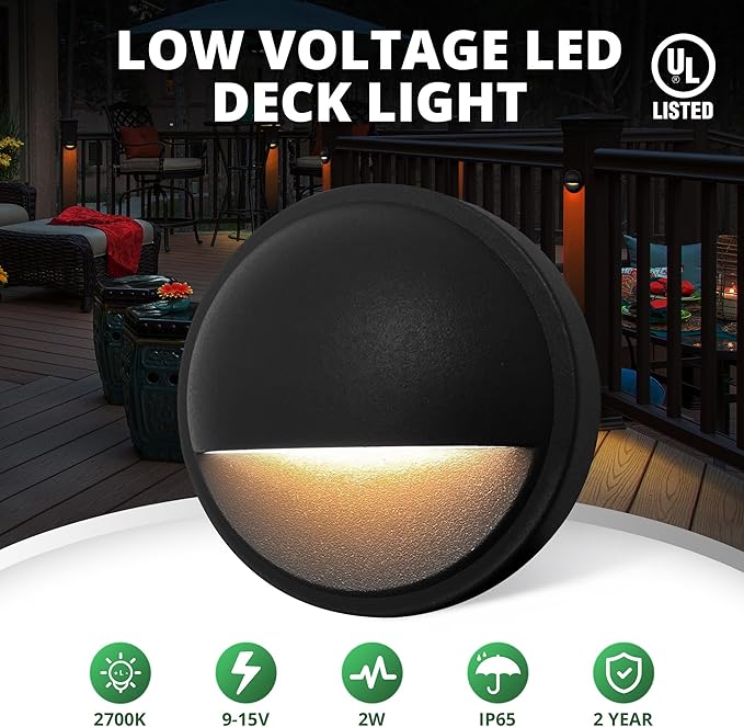 GKOLED 12 Pack Low Voltage LED Deck Lights, Landscape Step Lights Fixtures - Image 2