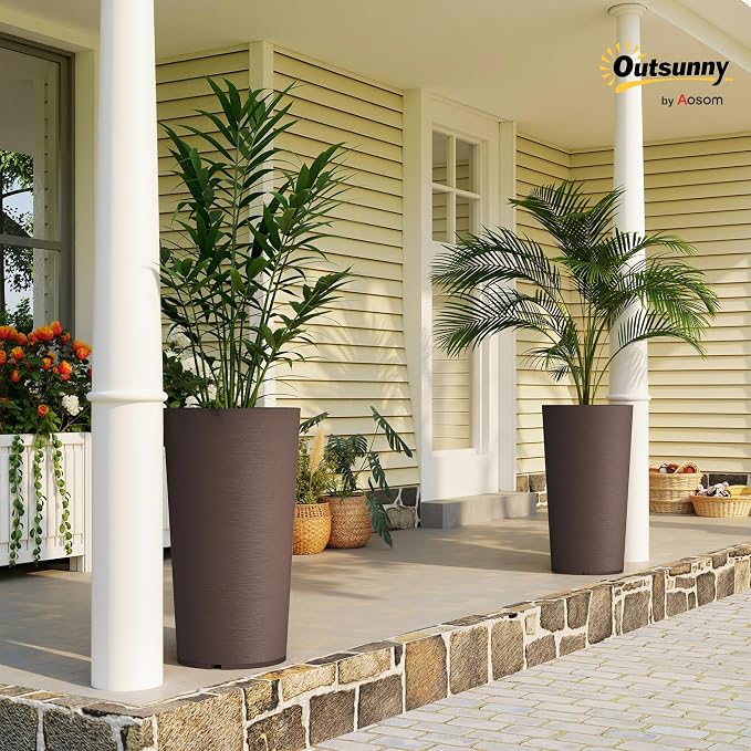 Outsunny 29 Inch Tall Planters for Outdoor Plants, Stackable Large Planters for - Image 2