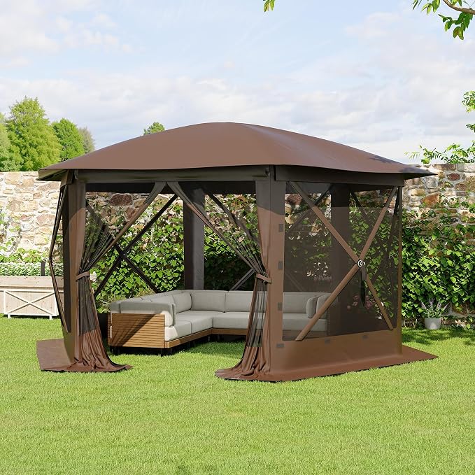 11.5x11.5FT 6-Sided Pop Up Gazebo Tent，One-Push Setup Canopy Tent - Image 7