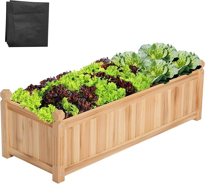 VIVOSUN 3.6 x 1.3Ft Wooden Raised Garden Bed, 43.5 x 16 x 14 Inches, Outdoor by VIVOSUN