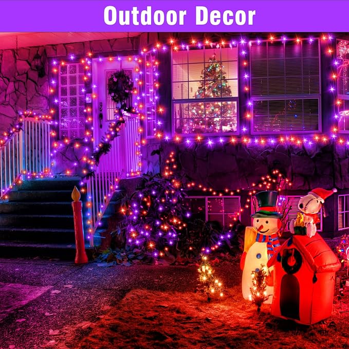 Nisocy 200 LED String Lights Outdoor Waterproof – Purple Orange Fairy Lights - Image 6