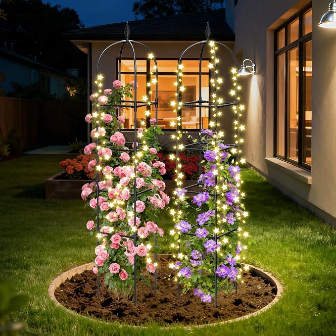 2 Pack Garden Obelisk Trellis for Climbing Plants, Tower Potted Cages for - Image 8