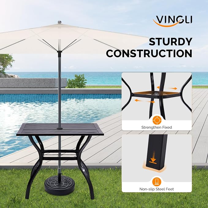 VINGLI 5-Piece Outdoor Dining Set, Metal Patio Dining Set - Image 6
