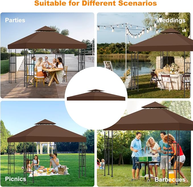 10x10 Canopy Replacement Top Cover Canopy Top Replacement Double Layer Vented - Image 8