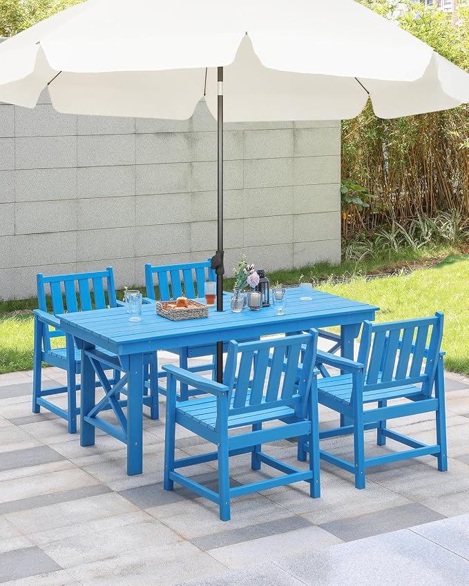 HDPE Patio Dining Set, 5-Piece Outdoor Table and Chairs - Image 4