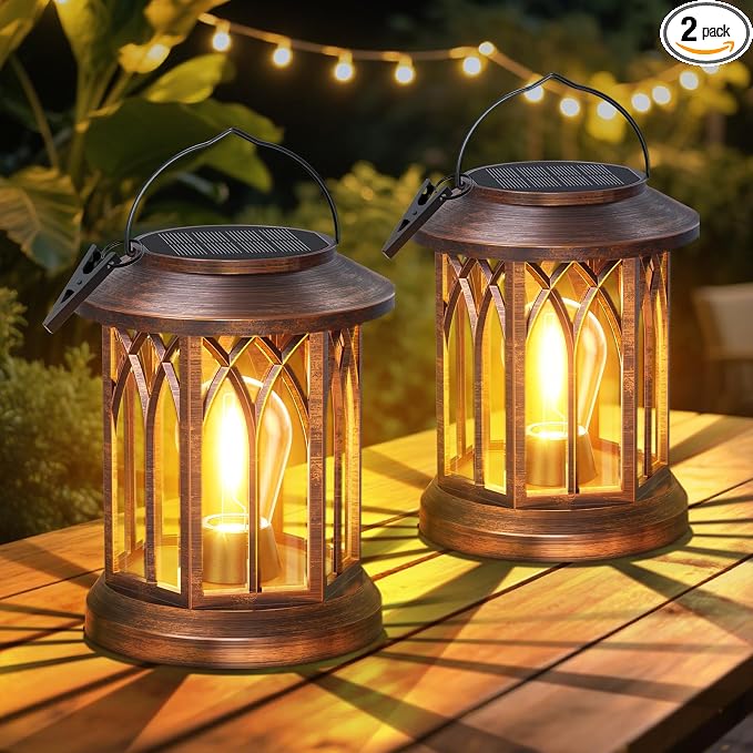 WdtPro Solar Lanterns Outdoor Hanging 2 Pack, Upgraded Bright Solar Lantern by WdtPro
