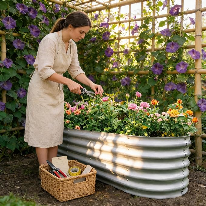 Gardmax Galvanized Raised Garden Bed, Lightweight Planter Boxes Outdoor - Image 7