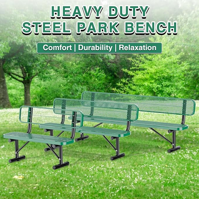 4FT/48INCH Heavy Duty Metal Park Bench - Image 6