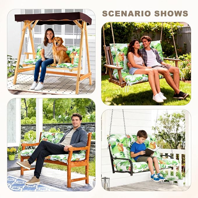 Porch Swing Cushion with Backrest, Waterproof Bench Cushion - Image 7