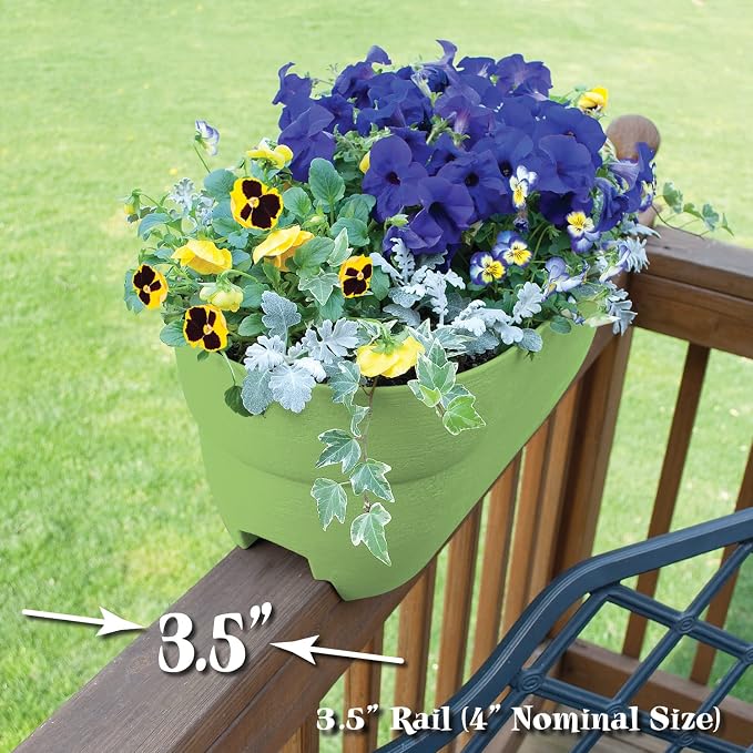 Bloomers Railing Planter with Drainage Holes- 24” W- Sage Green - Image 2