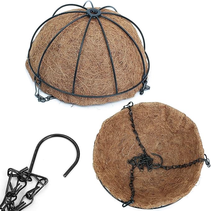 Metal Hanging Planters Basket Set of 4 Hanging Flower Pots 10 Inch Chain Round - Image 8