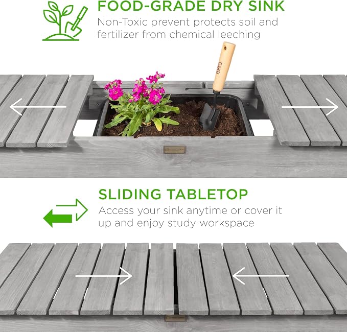 Best Choice Products Mobile Garden Potting Bench, Outdoor Wood Workstation - Image 2