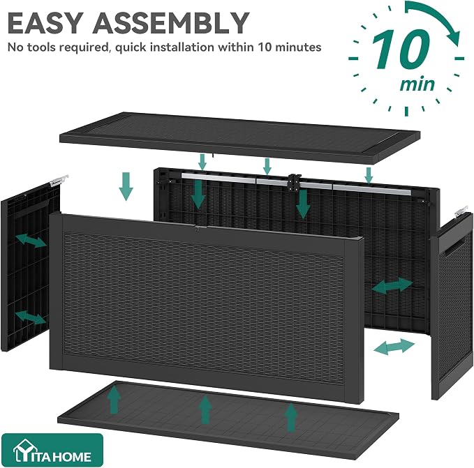 YITAHOME 260 Gallon XXL Large Deck Box, Outdoor Resin Storage Box, Lockable - Image 6