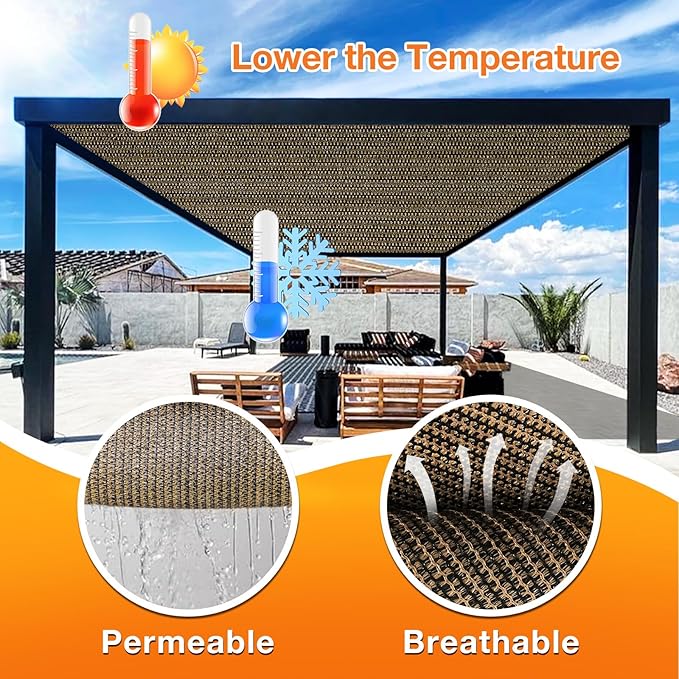 Artpuch Outdoor Pergola Shade Cover 18x18 FT Sun Shade Cloth - Image 4