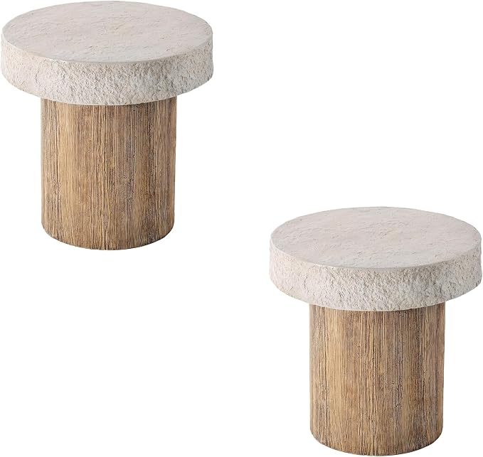 COSIEST Outdoor Medium Side Table, Patio Coffee Table, 19.7 inches Round MgO by COSIEST