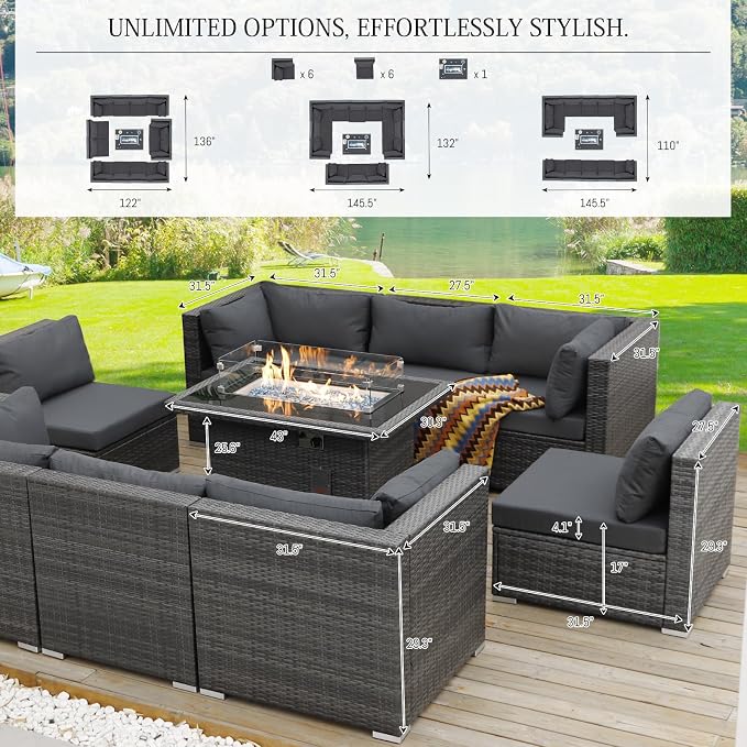 BULEXYARD 13 Piece High Back Patio Furniture Sets - Image 6