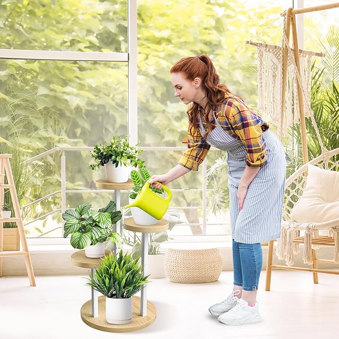 GEEBOBO 3 Tier Plant Stand Indoor, Metal Wood Plant Stands - Image 4