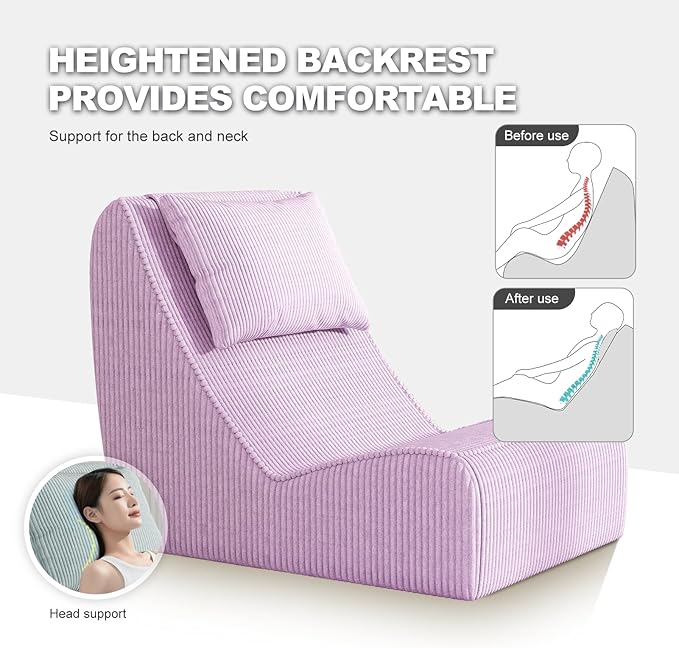 Giant Bean Bag Chair for Adults, Corduroy Chaise Lounge - Image 3