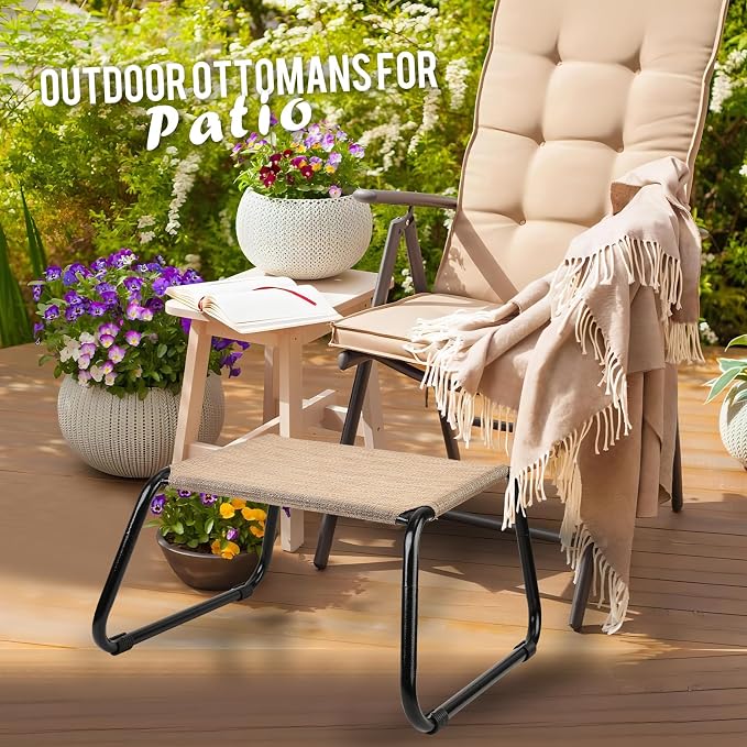 Outdoor Footstools for Patio, Backyard Patio Furniture Metal Frame Small Seat - Image 6