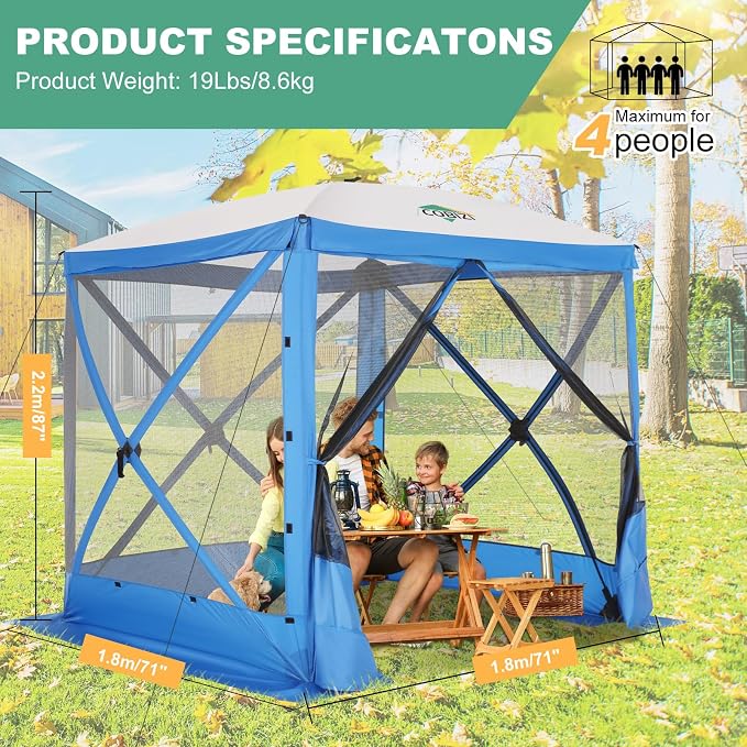 COBIZI 6x6 FT Pop up Gazebo Tent, Waterproof Instant Screen - Image 3