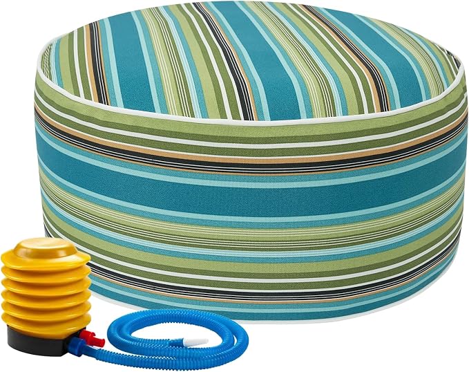 Outdoor/Indoor Inflatable Ottoman Pouf D20 xH9, All Weather Round Footstool by IN4Care