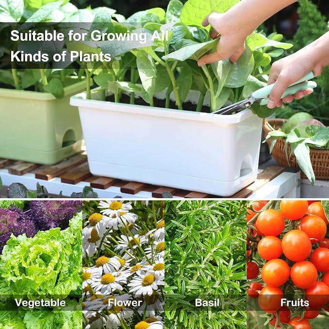 Window Box Planter 6 Packs, 13.8 Inches Rectangle Flower Pots - Image 7