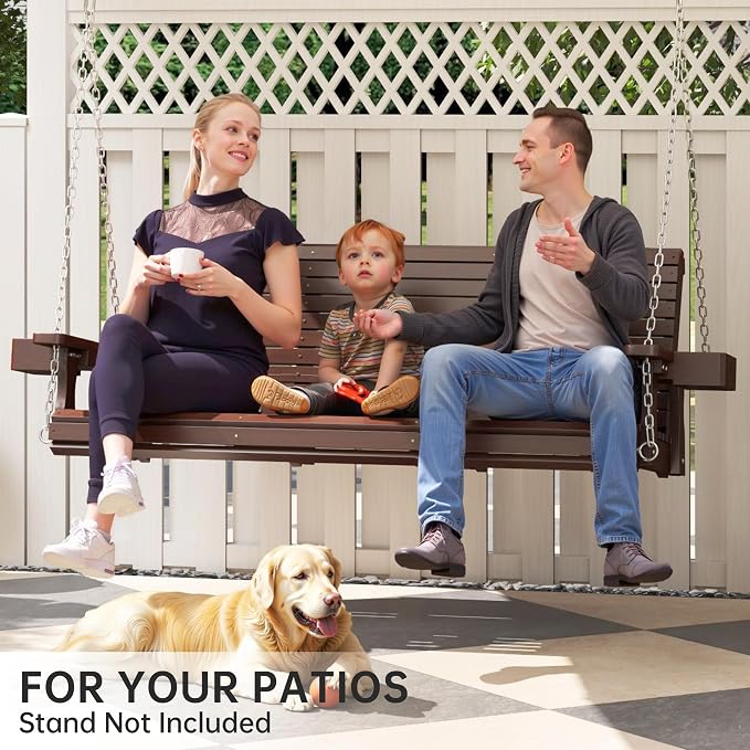 Wooden Outdoor Porch Swing, 3 Seater Front Porch Swing - Image 7