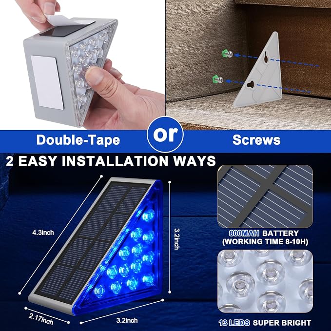 8 Pack Solar Stair Lights, Outdoor Step Lights - Image 4