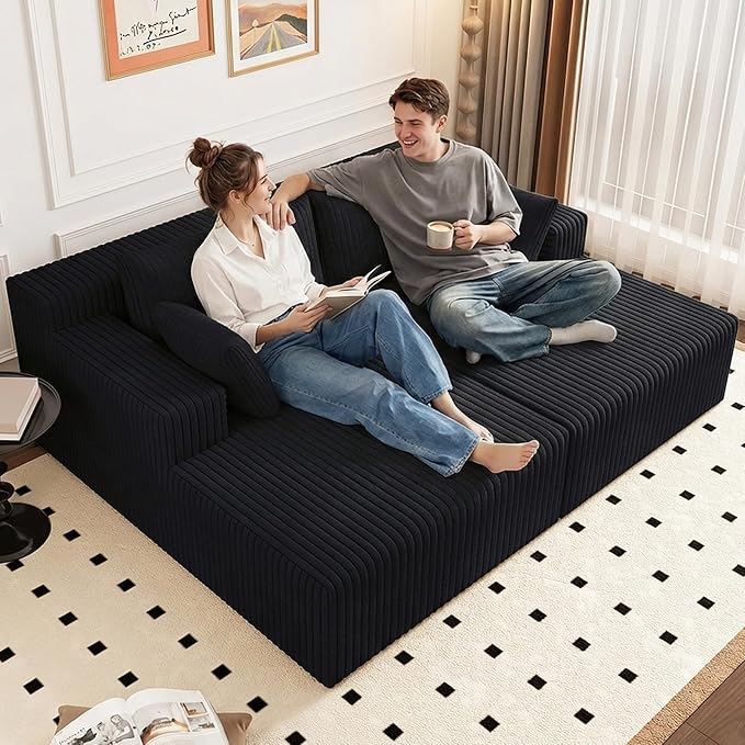 ODUWA Oversized Double Chaise Lounges Indoor, Upholstered Boneless Cloud by ODUWA