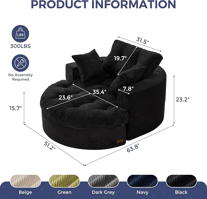 MAXYOYO Modular Sectional Chaise Lounge Sofa, Round Upholstered Lounge Chair - Image 2