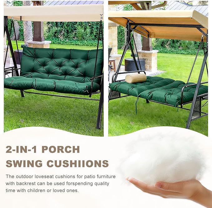 Porch Swing Cushion with Backrest, Waterproof Bench Cushion - Image 4