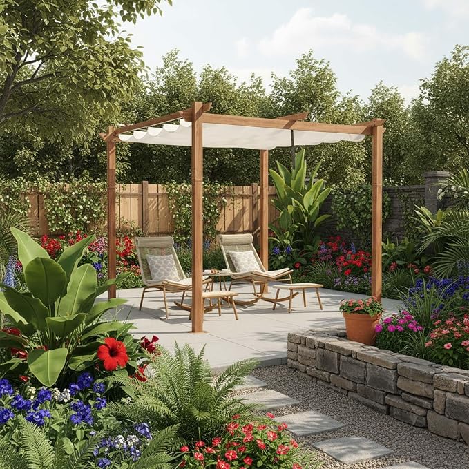 PURPLE LEAF 10' x 10' Outdoor Retractable Pergola by PURPLELEAF
