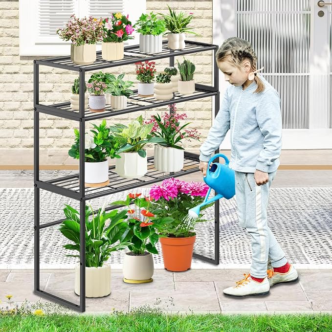 Metal Plant Stand Indoor Outdoor, 3 Tier Potted Multiple Flower Pot Holder Rack - Image 8