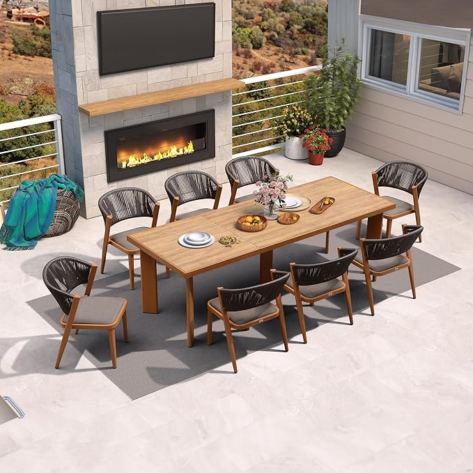 PURPLE LEAF 8-Piece Patio Dining Set Outdoor Furniture Rectangular Table and by PURPLELEAF